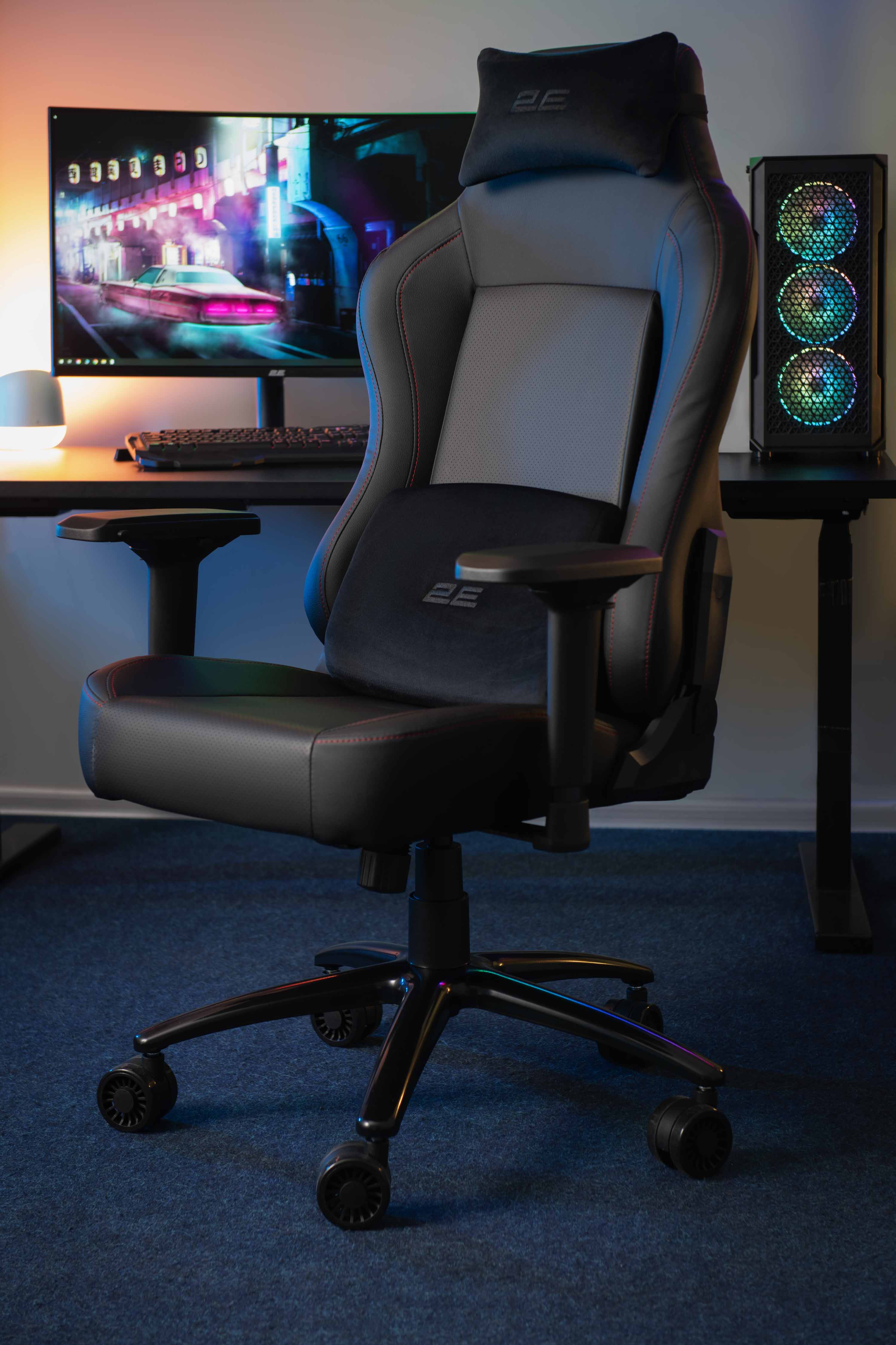 2E Gaming Крісло BASAN II, ПУ шкіра, 4D-Armrests, чорно-червоний 2E Gaming Крісло BASAN II, ПУ шкіра, 4D-Armrests, чорно-червоний