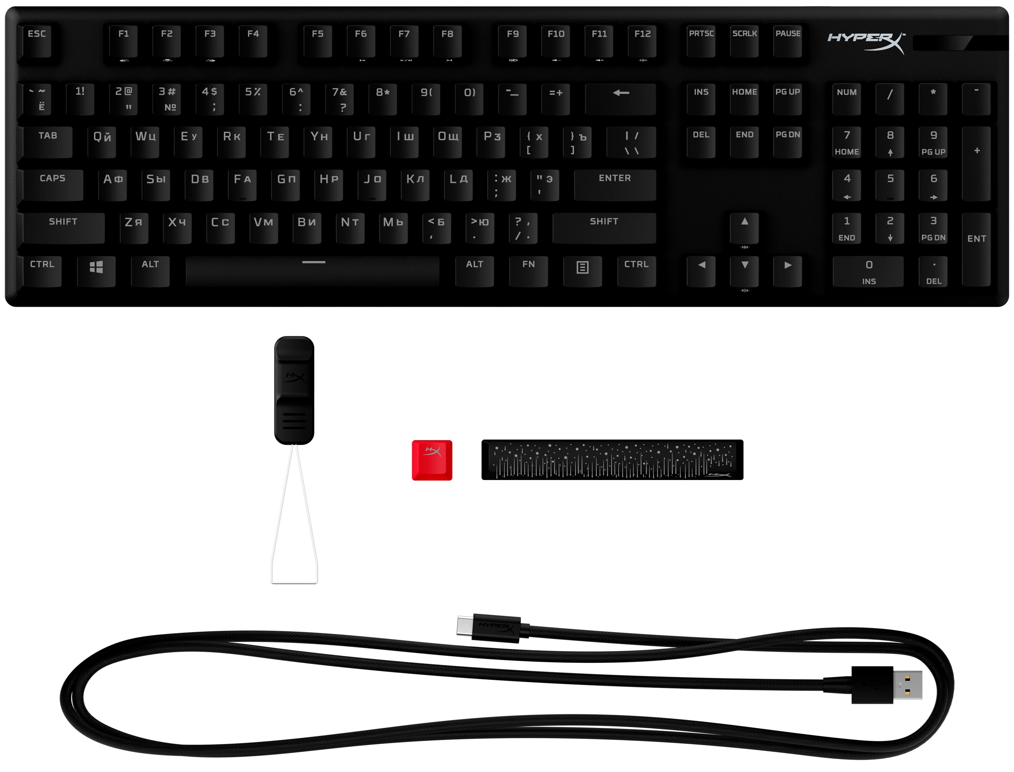 HyperX Клавіатура Alloy Origins Aqua USB RGB PBT ENG/RU, Black