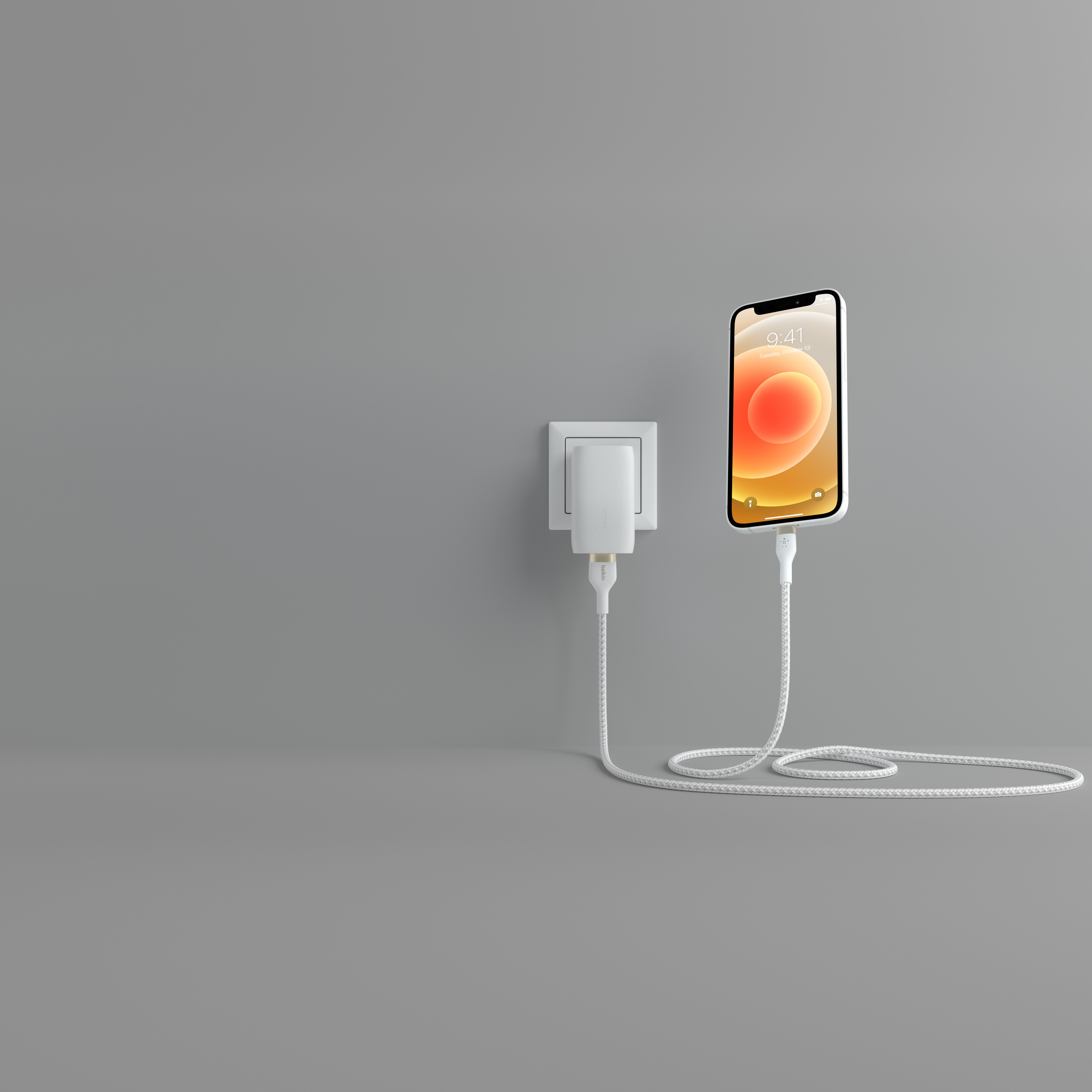 Belkin Кабель USB-A - Lightning плетений, силіконовий, з ремінцем на магніті, 1м, білий