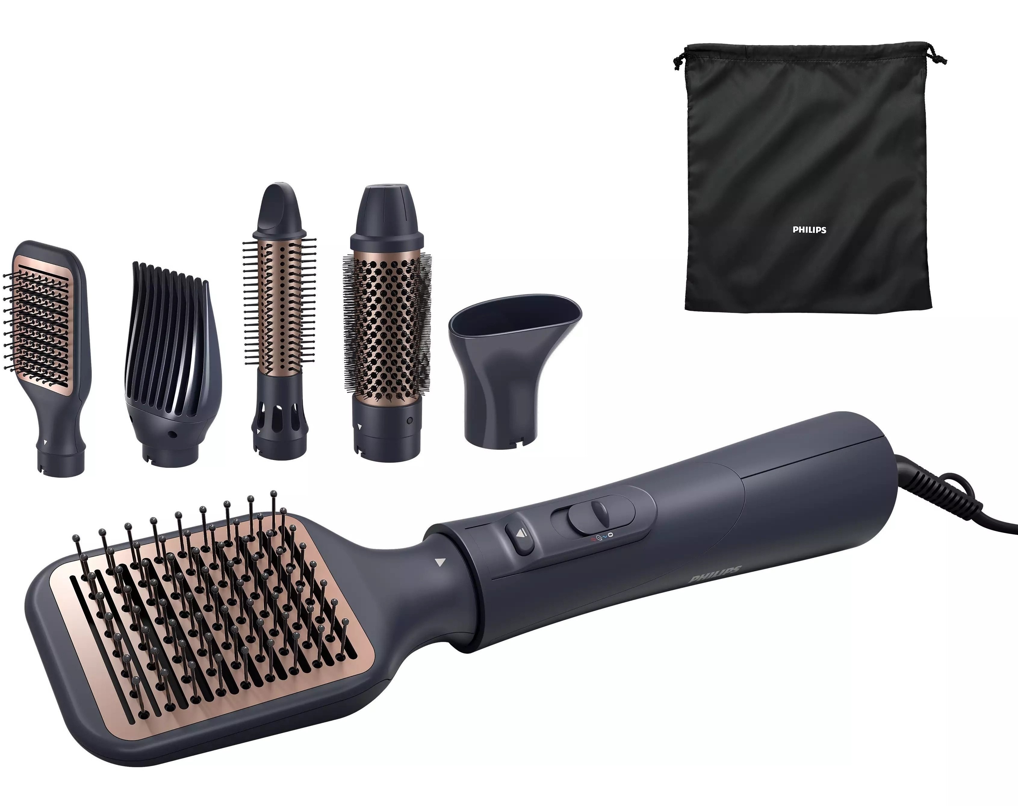 Philips Фен-щітка 5000 Series 1000Вт, 3 режими, іонізація, 5 насадок, синій
