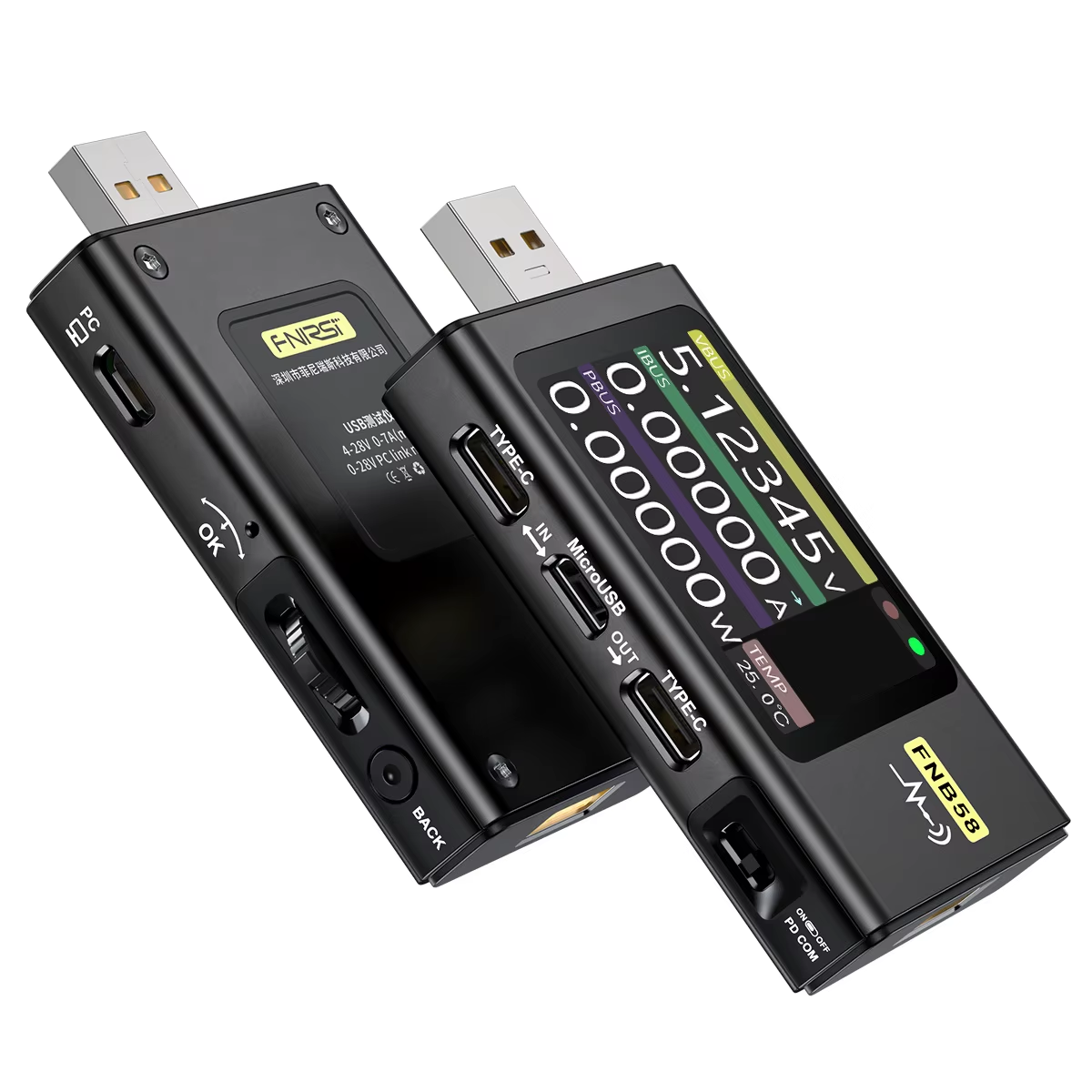 USB-тестер для зарядних пристроїв FNIRSI FNB58 black (ZP-00000008807)