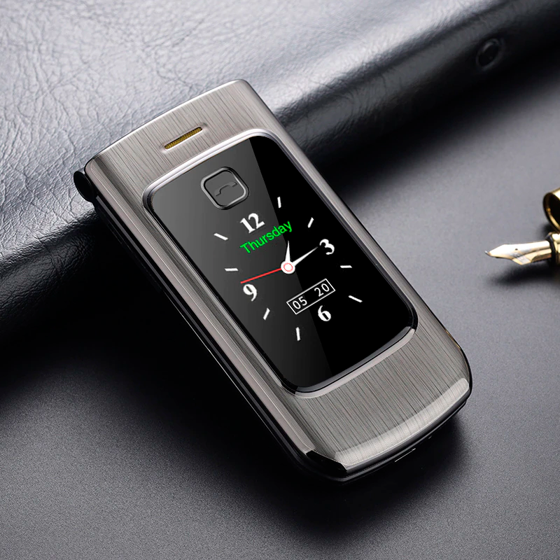 Телефон Tkexun F18 (Happyhere F18) silver. Dual display (ZP-00000005075)