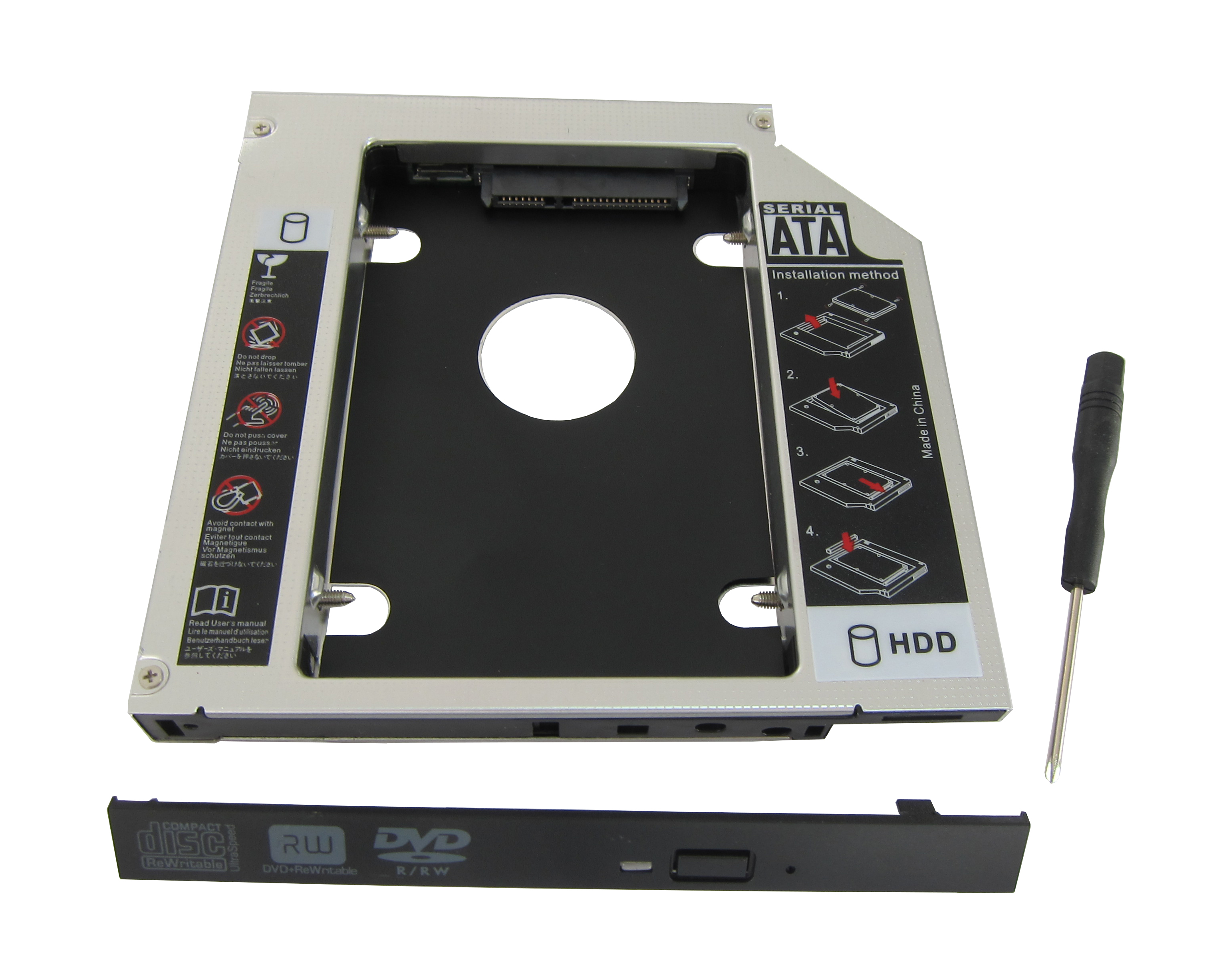 Кишеня-адаптер Maiwo для підключ. 2,5" HDD/SSD SATA3 у відсік приводу ноутбука товщ.12,7 мм, алюмін