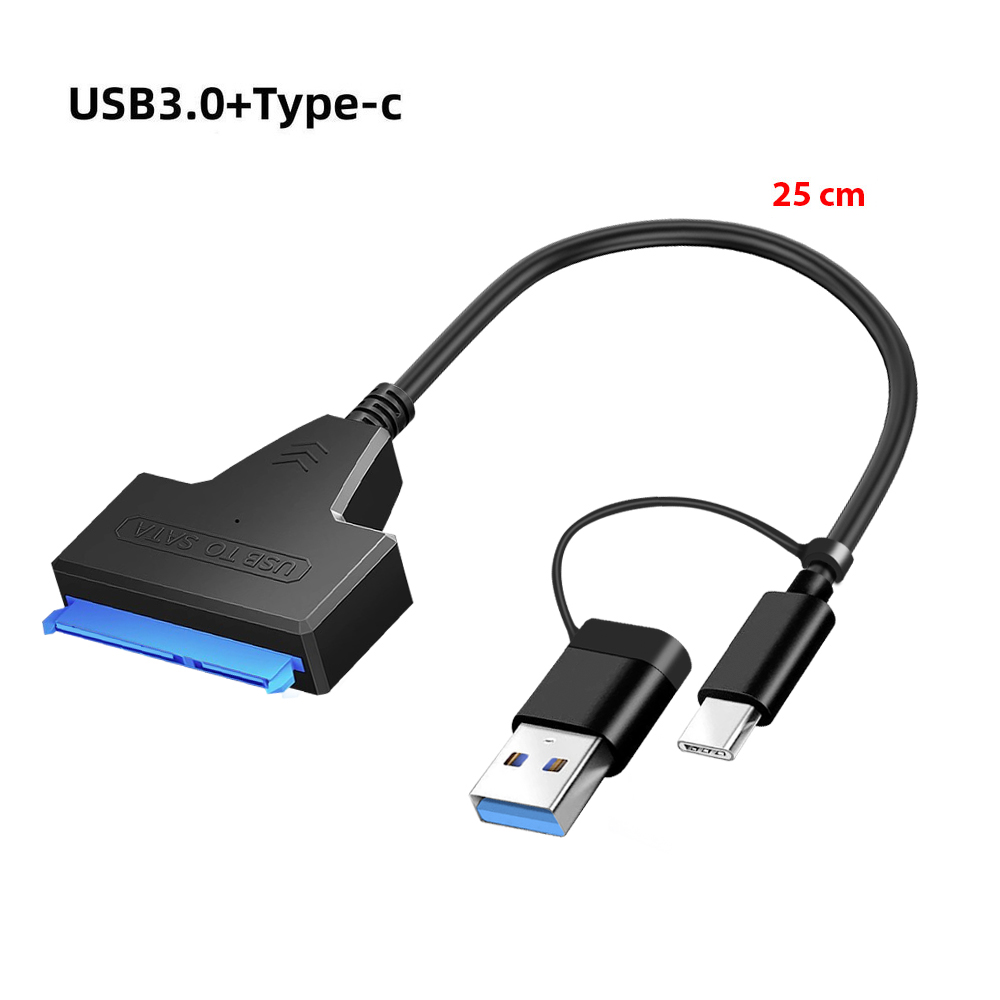 Адаптер Dynamode для підключення HDD 2,5" SATA II/III / SSD до портів USB 3.0 Type-A /Type-C, чорний (IL-DM-AD-SATA-U3)