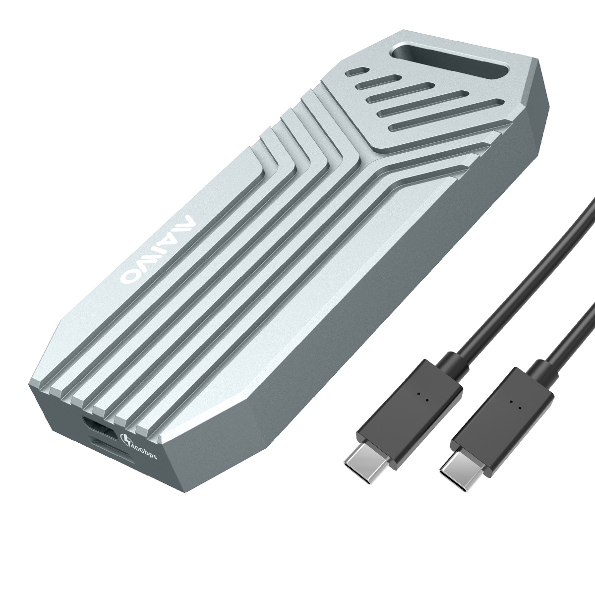 Кишеня Maiwo зовнішня для M.2 SSD NVMe 2280 ч-з USB4.0 Type-C 40Gbps, безгвінт, алюм. матова сіра (IL-K1695)