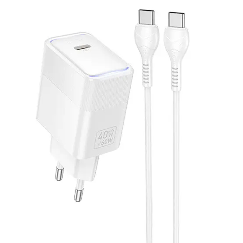 МЗП Hoco CS113A Lounge PD40W (1USB-C) + кабель Type-C to Type-C Black (IS-00000086343_1)