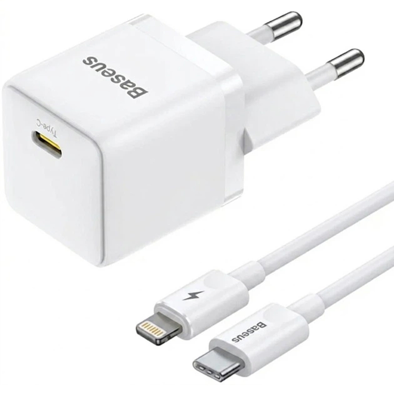 МЗП Baseus Palm Fast Charger 20W (1USB-C) + кабель Type-C to Lightning (E01164) Moon White (IS-00000087562_2)