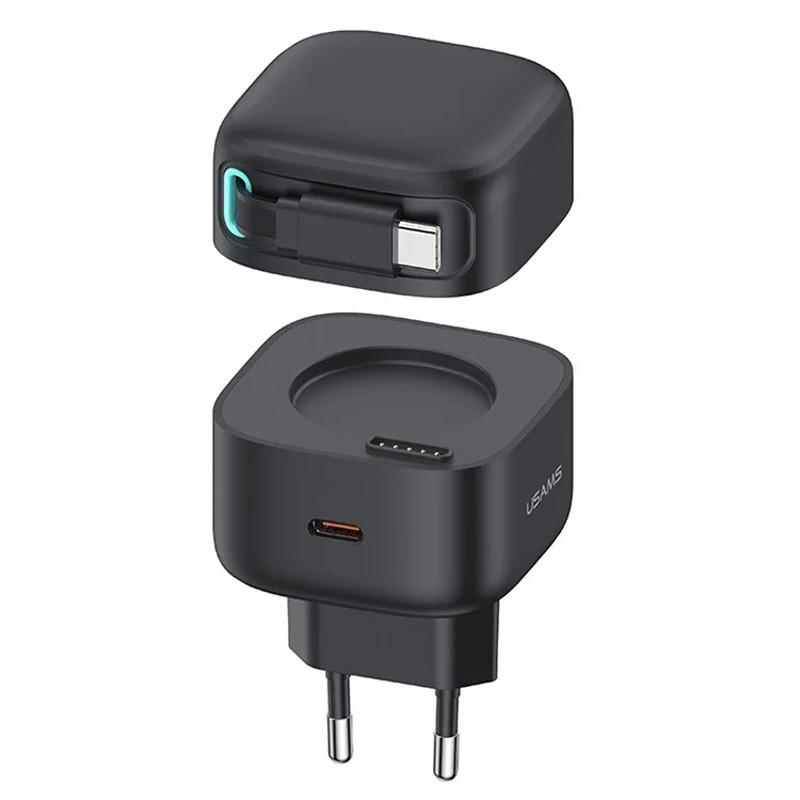 МЗП Usams US-CC202 GaN With Type-C Magnetic Retractable Cable Module XMF Ser. 35W (2USB-C) White (IS-00000078327_2)