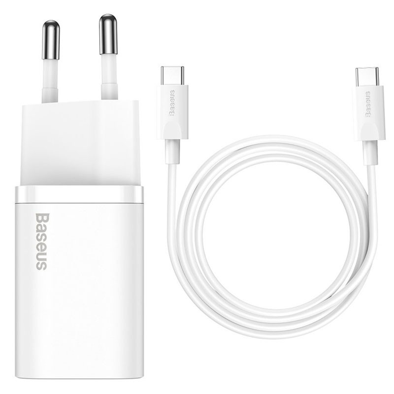 МЗП Baseus Super Si Quick Charger 25W (1USB-C) + кабель Type-C to Type-C (TZCCSUP-L) Білий (IS-00000049193_1)