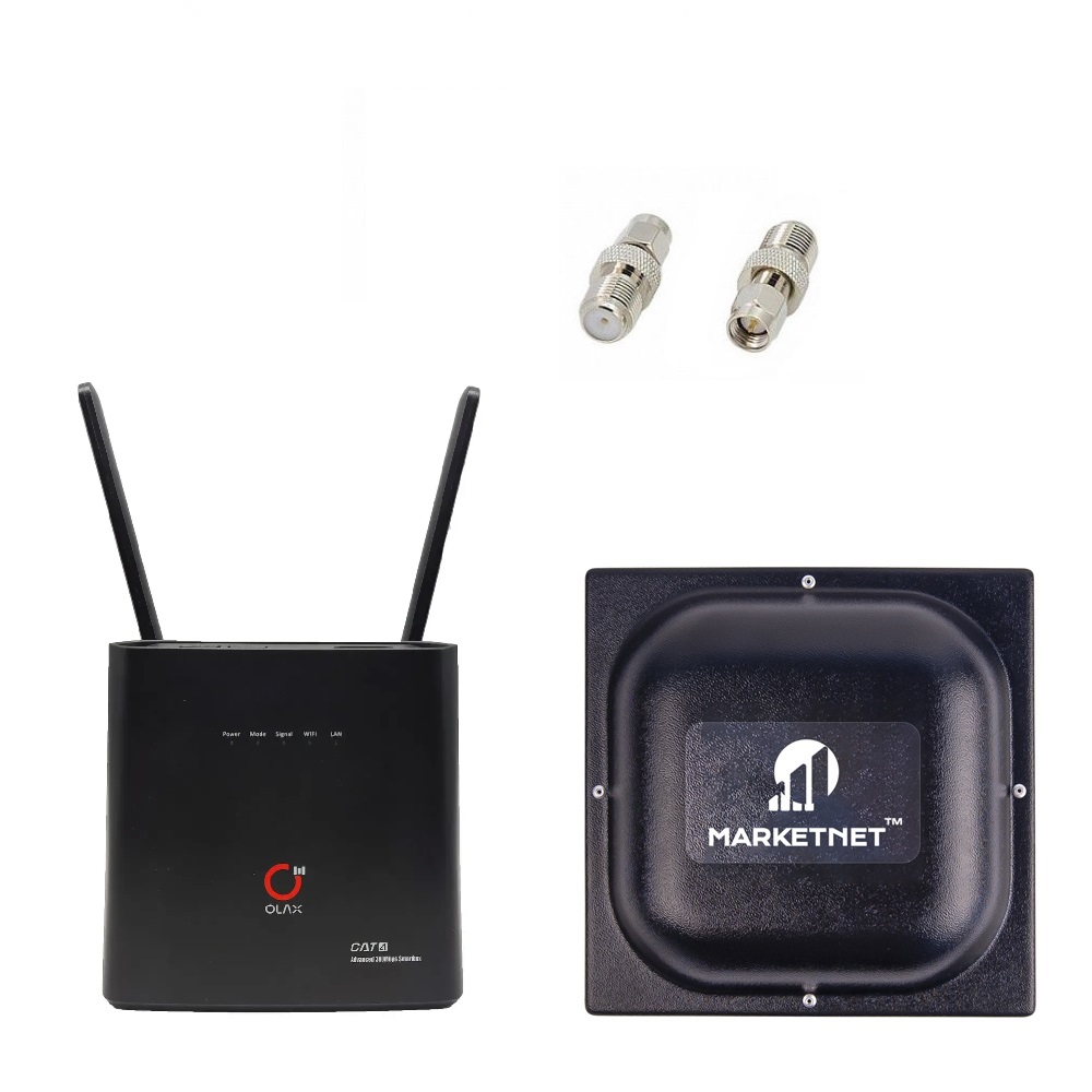 Комплект 4G LTE Wi-Fi роутер Olax AX9 Pro (АКБ 4000 mAh) + Панельна антена 4G LTE MIMO Marketnet T800 18 дБ (MP00-00000880)