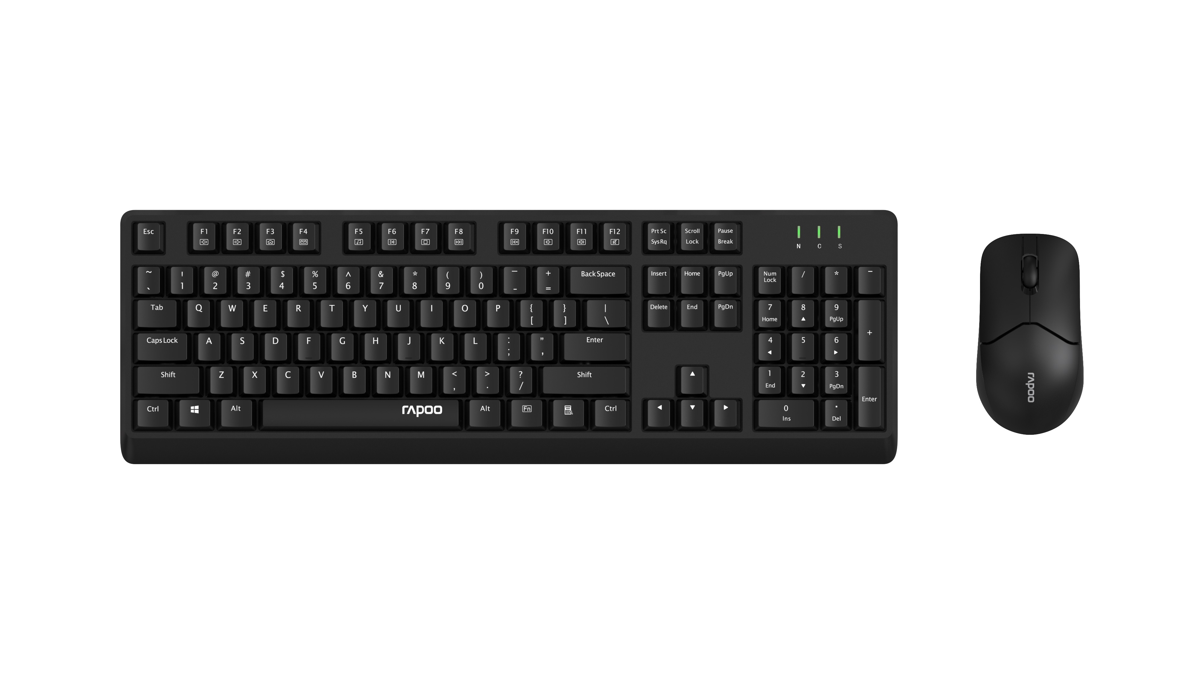 Комплект клавіатура+миша Rapoo X1500, Black, Bluetooth / 2.4 GHz / USB, 1 х AA, миша: 1200dpi, оптична, 3 кнопки, клавиатура: кнопок 107 шт. (мембранні), радіус дії 10 м