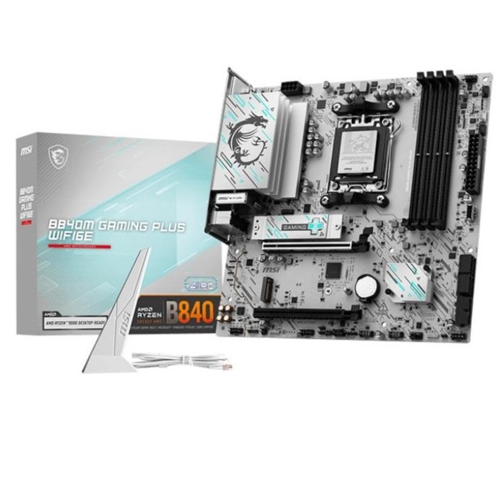 Материнська плата AM5 MSI B840M GAMING PLUS WIFI6E, B840, 4xDDR5, Int.Video (CPU), 4xSATA3, 2xM.2, 1xPCI-E 4.0 x16, 1xPCI-E 3.0 x16, ALC897, Realtek 2.5GbE, WiFi 6E, Bluetooth 5.3, 7xUSB 3.2 / 8xUSB 2.0, HDMI, MicroATX (311388)