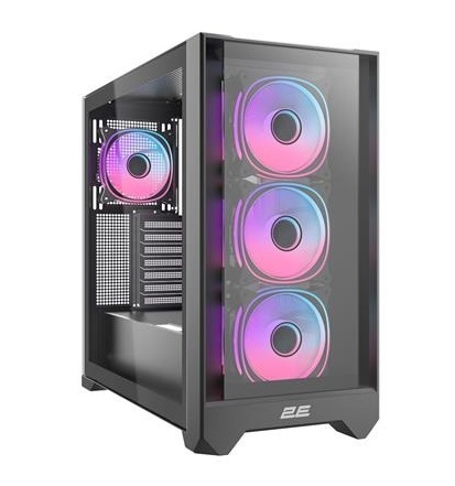 Корпус 2E Gaming Dominator Pro (G2302B), Black, без БЖ, Mid Tower, для ATX / Micro ATX / Mini ITX, 1xType-C / 2xUSB 3.0, макс. CPU - 165 мм / VGA - 380 мм, 4x120 ARGB, бічна панель із загартованого скла, RGB Hub з пультом ДК (2E-G2302B) (312033)