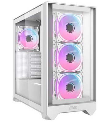 Корпус 2E Gaming Dominator Pro (G2302W), White, без БЖ, Mid Tower, для ATX / Micro ATX / Mini ITX, 1xType-C / 2xUSB 3.0, макс. CPU - 165 мм / VGA - 380 мм, 4x120 ARGB, бічна панель із загартованого скла, RGB Hub з пультом ДК (2E-G2302W) (312034)