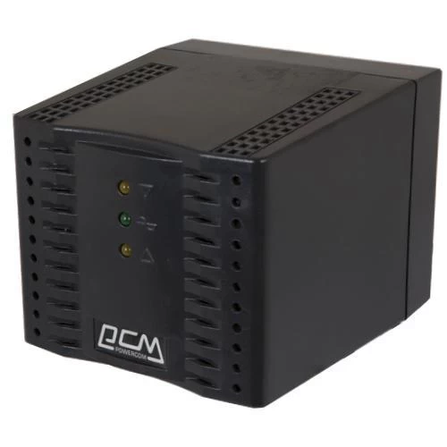 Стабілізатор Powercom TCA-600 чорний ступінчастий, 300Вт, вхід 220В +/- 20%, вихід 220V +/- 7% (127219)