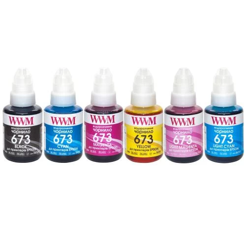 Комплект чорнил WWM Epson L800/L805/L810/L850/L1800, 6x140 мл, водорозчинні (E673SET6) (257008)