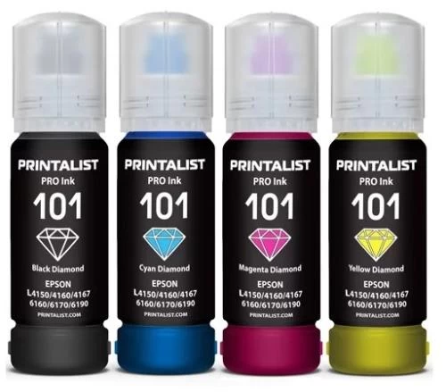 Комплект чорнил Printalist 101 для Epson L4150/L4160/L4167/L6160/L6170/L6190, Black / Cyan / Magenta / Yellow, 4x70 мл, пігментне/водорозчинне (PL101SET) (271878)