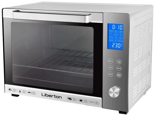 Електродуховка Liberton LEO-601Е Silver, 1900W, 60л, 3 режима нагріву, 12 програм, дисплей, конвекція, підсвітка, 30-230 °C, сенсорне керування, таймер, рожен, решітка, деко, лоток для крихт та жиру, тримач для дека, ТЕРМОРУКАВИЦЯ У ПОДАРУНОК (281742)