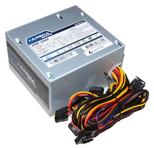 Блок живлення 500 Вт, Chieftec IARENA, Silver, 80+ Standart, Active PFC, 120 мм, 3xMolex / 5xSATA / 1x6+2-pin / 1x4+4-pin / 1x20+4-pin, захист AFC/OPP/OVP/SCP/SIP/UVP, ATX 12V v2.3 (GPB-500S) (136005)