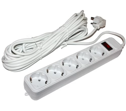 Фільтр мережевий Gembird, 5 розеток, 10 м, Grey, 10А, до 2.2 кВт, вимикач, заземлення, 3x0.75 мм² (SPG5-G-10MG) (138009)