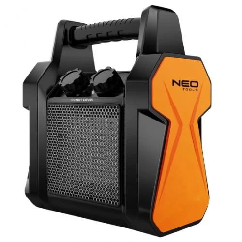 Обігрівач теплова гармата NEO Tools 90-061, Black/Orange, 3 кВт, електрична, площа обігріву 30м2, 210 м3/год, керамічний нагрівальний елемент, термостат (258752)