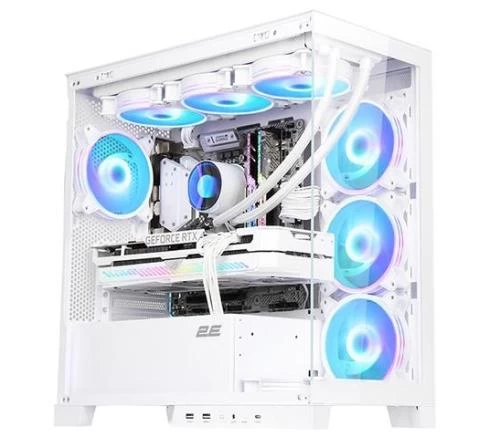 Корпус 2E Gaming FANTOM GK701W, White, без БП, Mini Tower, для Micro ATX / Mini ITX, 4x120 мм ARGB, бічна та передня панель із загартованого скла (2E-GK701W) (271824)