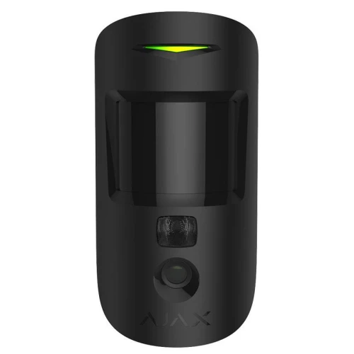 Бездротовий датчик руху Ajax HDR MotionCam, Jeweller, Black, 2 x CR123A, функція фото за тривогою, дальність радіосигналу до 1700 м, виявлення руху до 12 м, імунітет до тварин зростанням до 50 см, ІЧ-підсвічування (000052546) (303130)