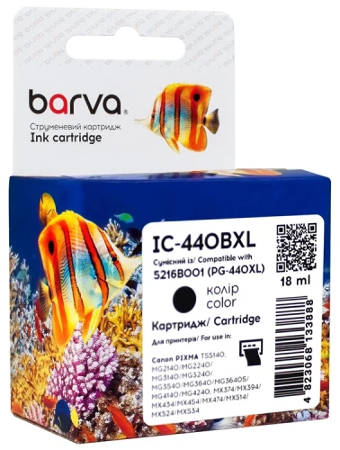 Картридж Canon PG-440XL, Black, MG2140/2240/2245/3140/3240/3540/3640/4140/4240, MX374/394/434/454/474/514/524/534, 18 мл, Barva (IC-440BXL) (323927)