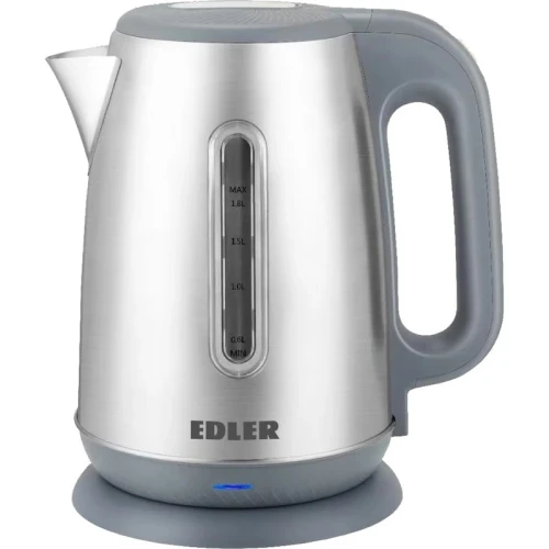 Електрочайник Edler EK1508SSD, Silver, 1500W, 1.8л, дисковий, нержавіюча сталь, світловий індикатор, захист від перегріву (327271)