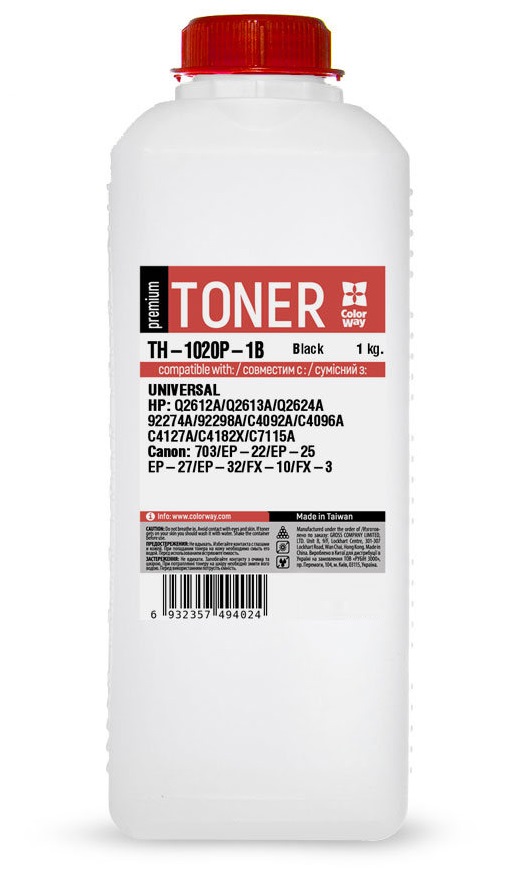 Тонер HP LJ P1005/1505/M1120/M1522, Canon LBP-3010/3100/3250, 1 кг, ColorWay Premium (TH-1102P-1B) (104803)