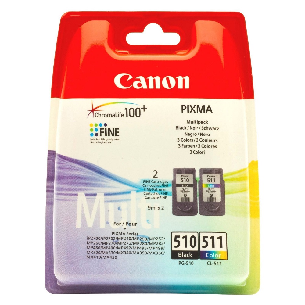 Комплект картриджів Canon PG-510 + CL-511, 9 мл + 9 мл (2970B010) (116030)