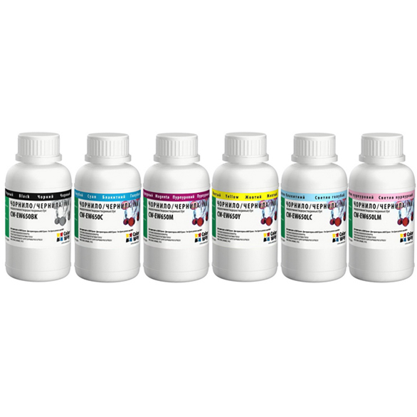 Комплект чорнил ColorWay Epson TX650/700/800, RX500/560/590/600, P50, T50/59, B/C/M/Y/LC/LM, 6x200 мл, водорозчинне (CW-EW650SET02) (116507)