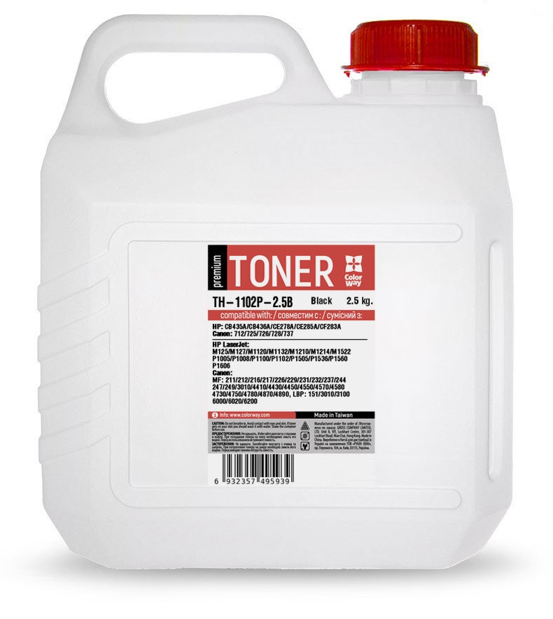 Тонер HP LJ P1102/P1606, Canon LBP-6020/6030/MF3010/MF4410, 2.5 кг, ColorWay Premium (TH-1102P-2.5B) (122144)