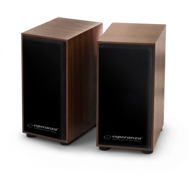 Колонки 2.0 Esperanza EP122 Wood, 2×3 Вт, 60-20000Hz, дерево, mini-jack 3.5 mm (137263)