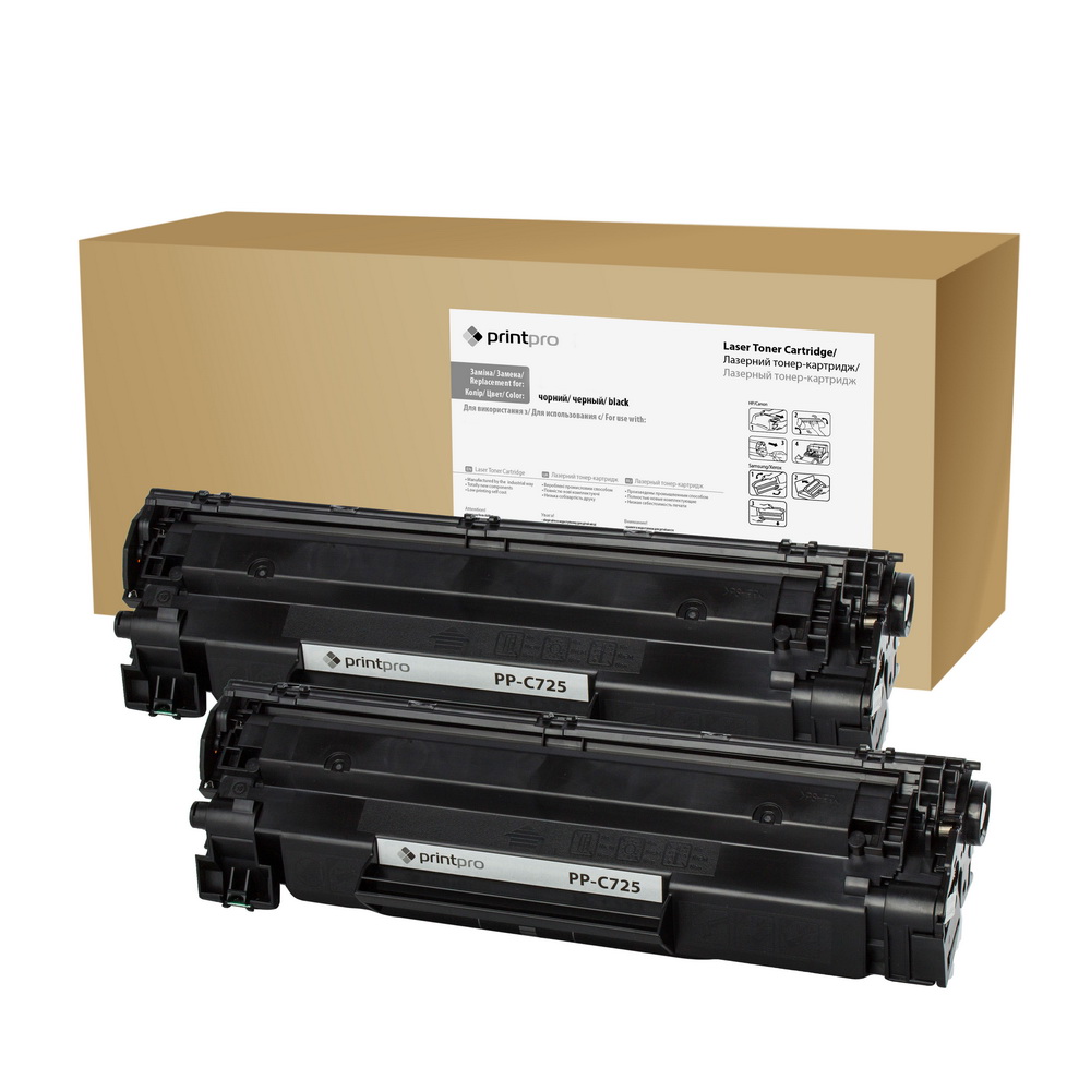 Картридж Canon 725, Black, LBP-6000/6020, MF3010, 2 x 1600 стор, PrintPro, Dual Pack (PP-C725DP) (139877)