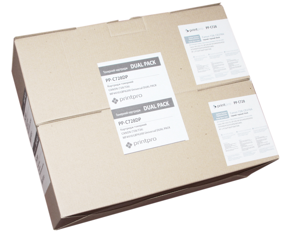 Картридж Canon 728, Black, MF4410/MF4430/MF4450/MF4550/MF4570/MF4580, 2 x 2100 стор, PrintPro, Dual Pack (PP-C728DP) (139879)