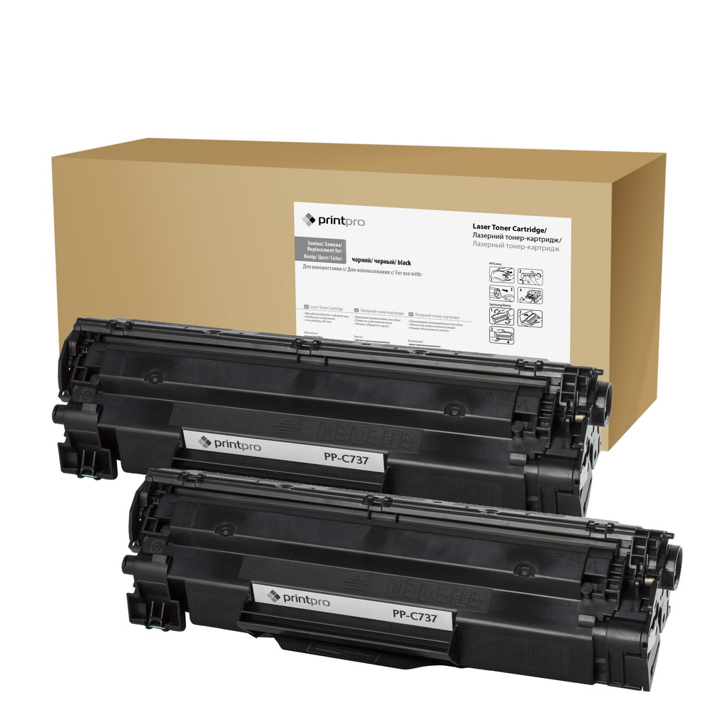 Картридж Canon 737, Black, MF211/212/216/217/226/229, 2 x 2400 стор, PrintPro, Dual Pack (PP-C737DP) (139880)