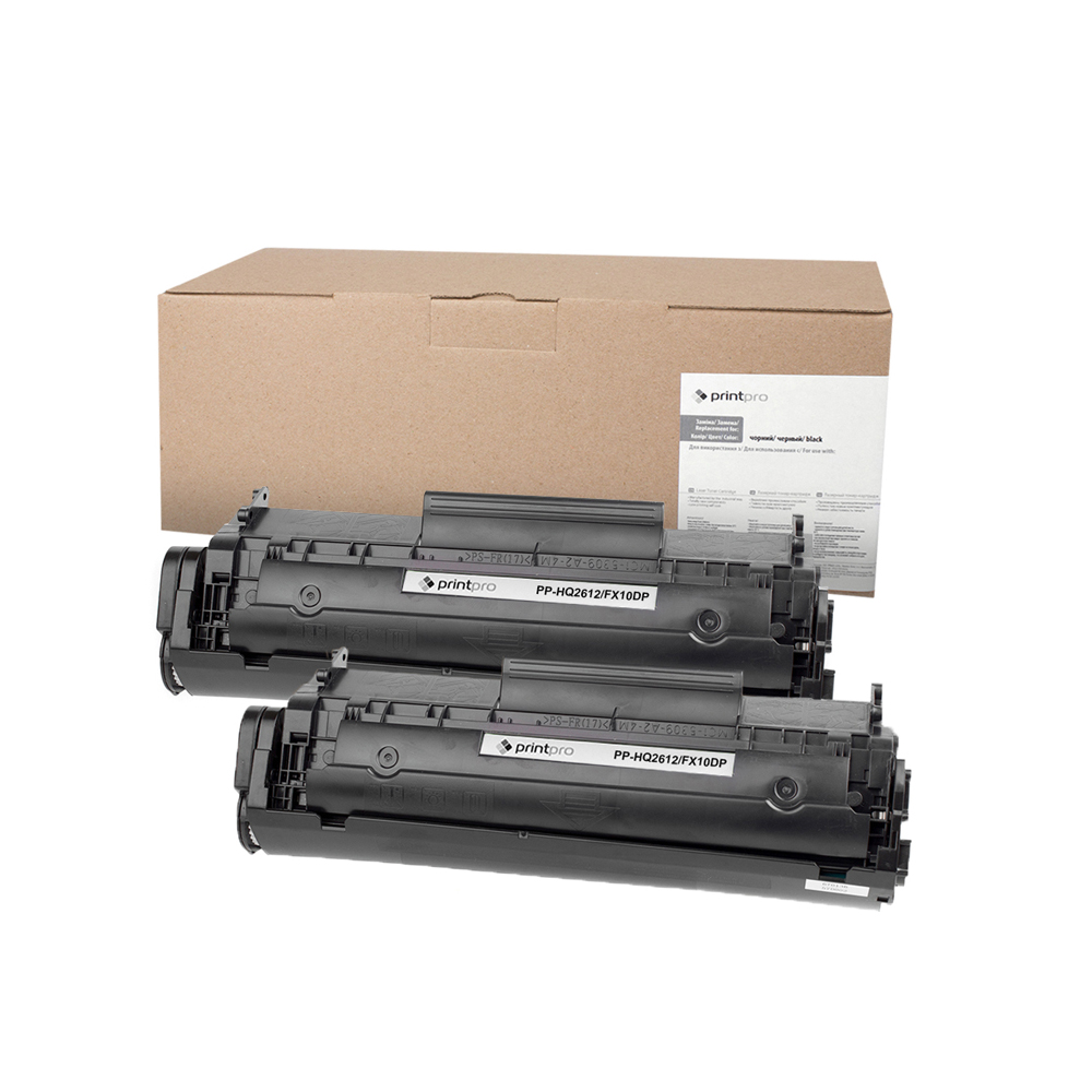 Картридж HP 12A (Q2612A), Black, LJ 1010/1020/1022/3015/3020/3030/3050/3055, 2000 стор, PrintPro, Dual Pack (PP-HQ2612/FX10DP) (139884)