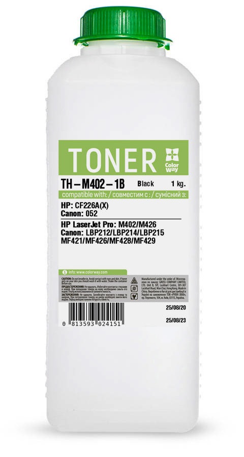Тонер HP LJ M402/M403/M426/M427, Canon LBP212/214/215, MF421/426/428/429, 1 кг, ColorWay (TH-M402-1B) (145171)