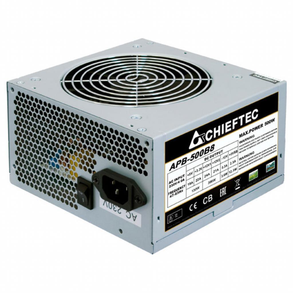 Блок живлення Chieftec 500W APB-500B8, 12cm fan, a/PFC, 20+4, 2xPeripheral, 1xFDD, 3xSATA, 1xPCIe (182116)