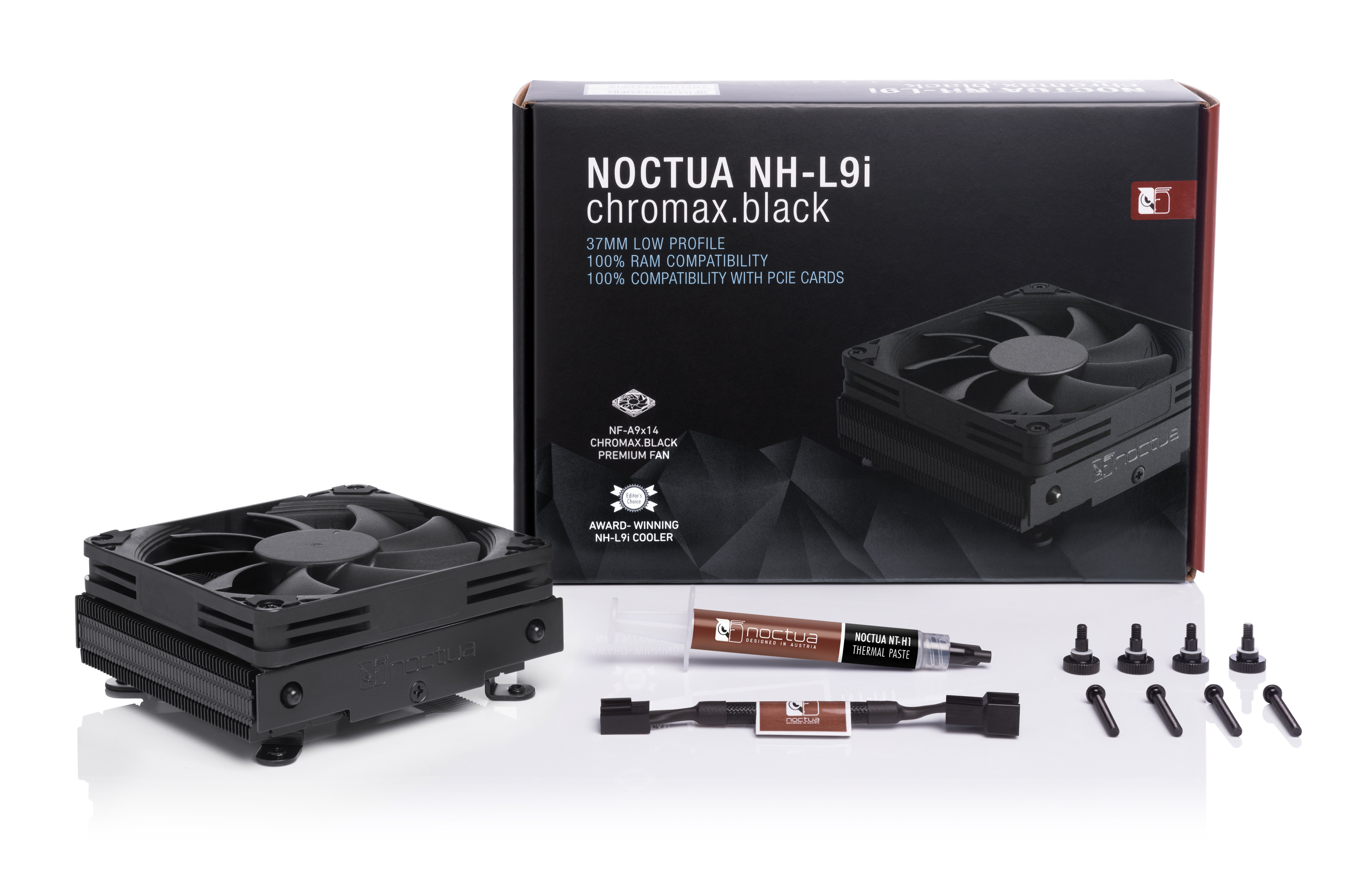 Кулер для процесора Noctua NH-L9i chromax.black, алюміній, 1x92 мм, для Intel 115x/1200