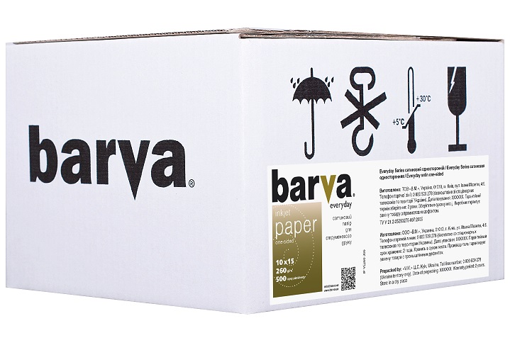 Фотопапір Barva, сатин, A6 (10x15), 260 г/м², 500 арк, серія `Everyday` (IP-VE260-306) (209834)