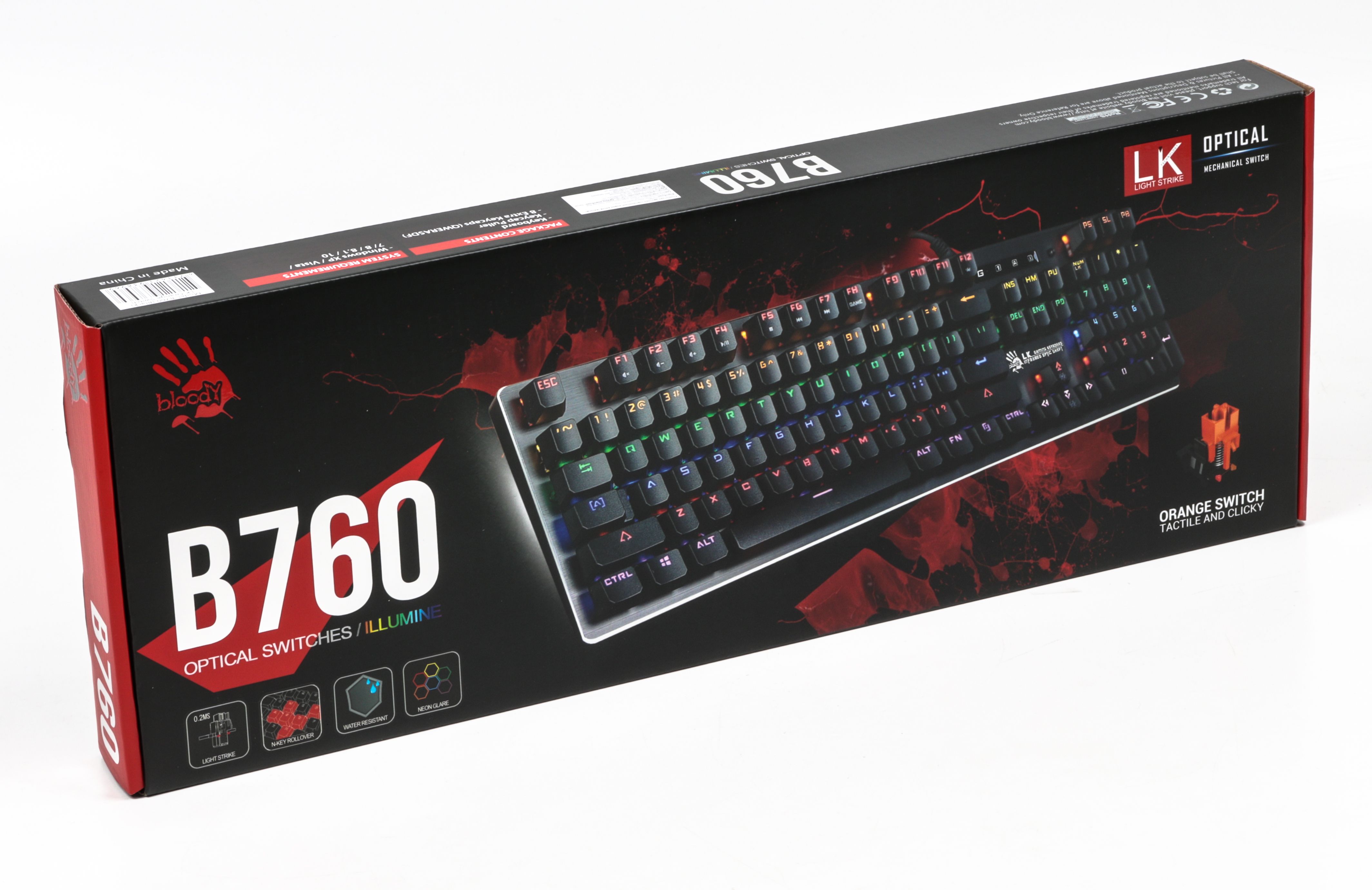 Клавіатура A4Tech Bloody B760, USB Black ігрова, LK-Green switches, механічна, LED-підсвічування (B760 Bloody Green Sw)
