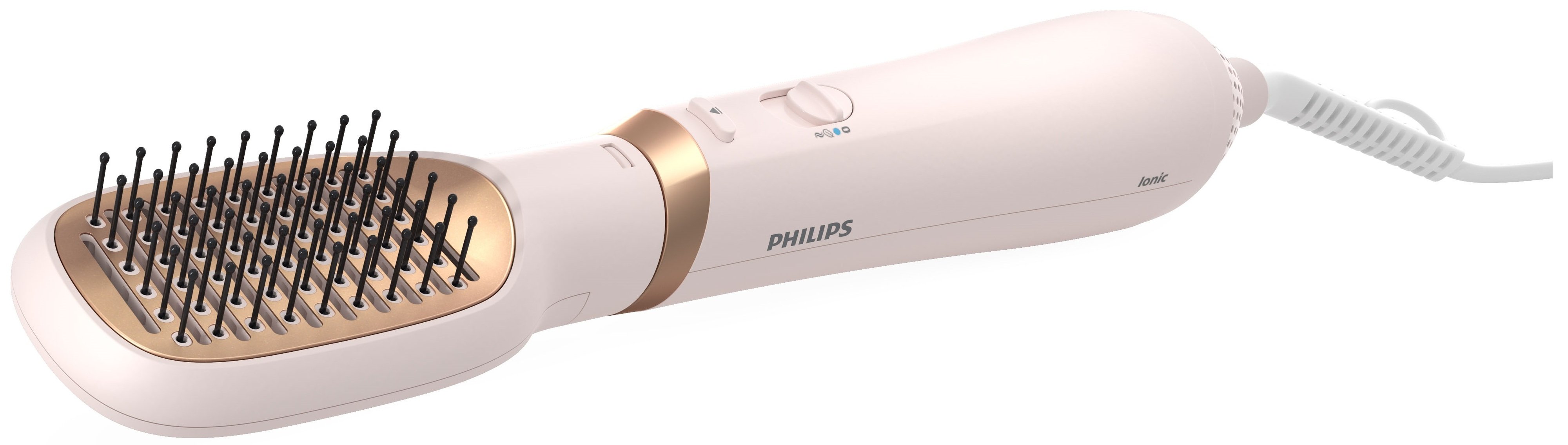Фен-щітка Philips BHA310/00, Pink, 800W, 3 температурні режими, 2 швидкості, холодне повітря, керамічний нагрівальний елемент, функція іонізації, насадки: щітка з висувною щетиною, щітка зі змішаною щетиною, тонкий концентратор