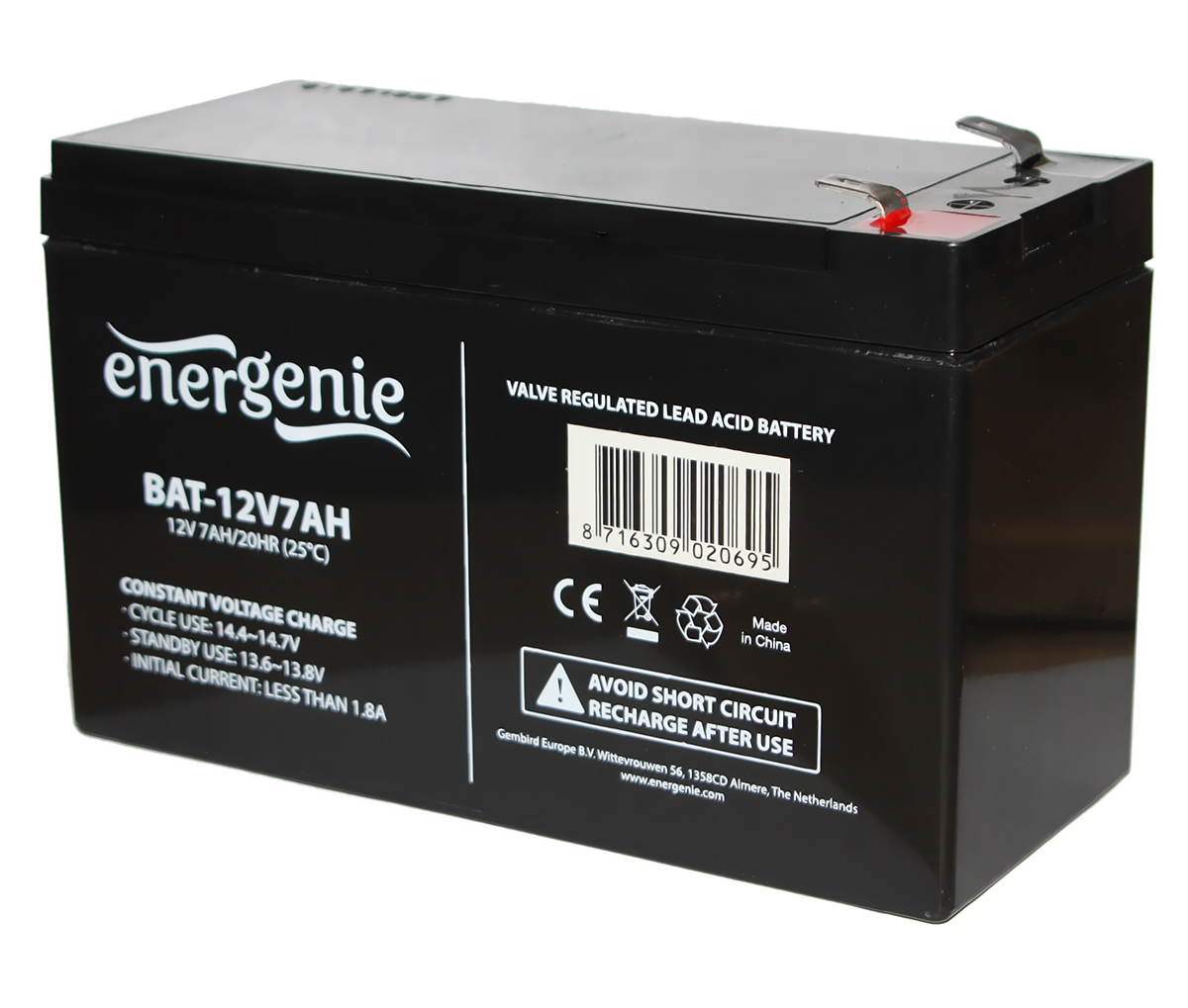 Батарея для ДБЖ 12В 7Ач EnerGenie 64x94x150 (ШхВхД) BAT-12V7AH (50372)