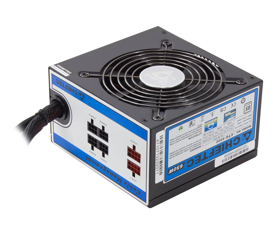 Блок живлення Chieftec 650W CTG-650C, 120 mm, 20+4pin, 1x4+4pin, SATA х 6, Molex 4x4pin, 2x6+2pin, кабелі модульні (63220)