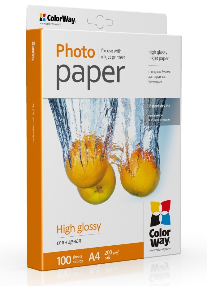 Фотопапір ColorWay, глянсовий, A4, 200 г/м², 100 арк (PG200100A4) (99732)