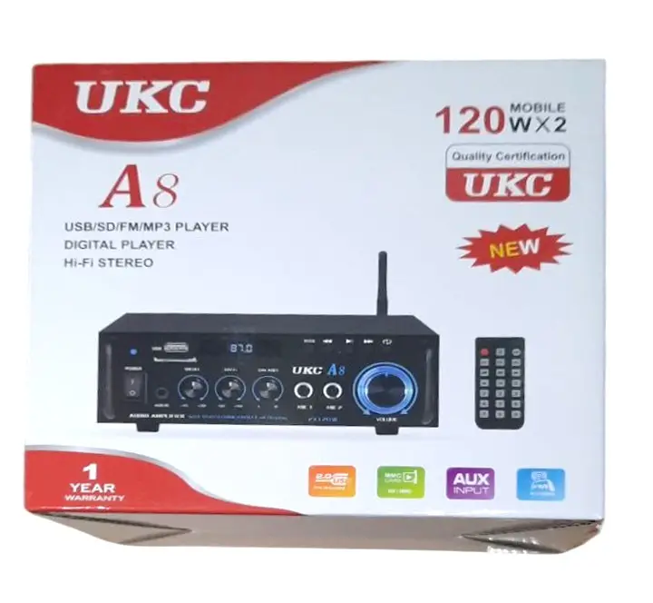 Підсилювач UKC A8 USB/SD CARD/FM/AUX 2CH підсилювач звуку (OD-sp10263)
