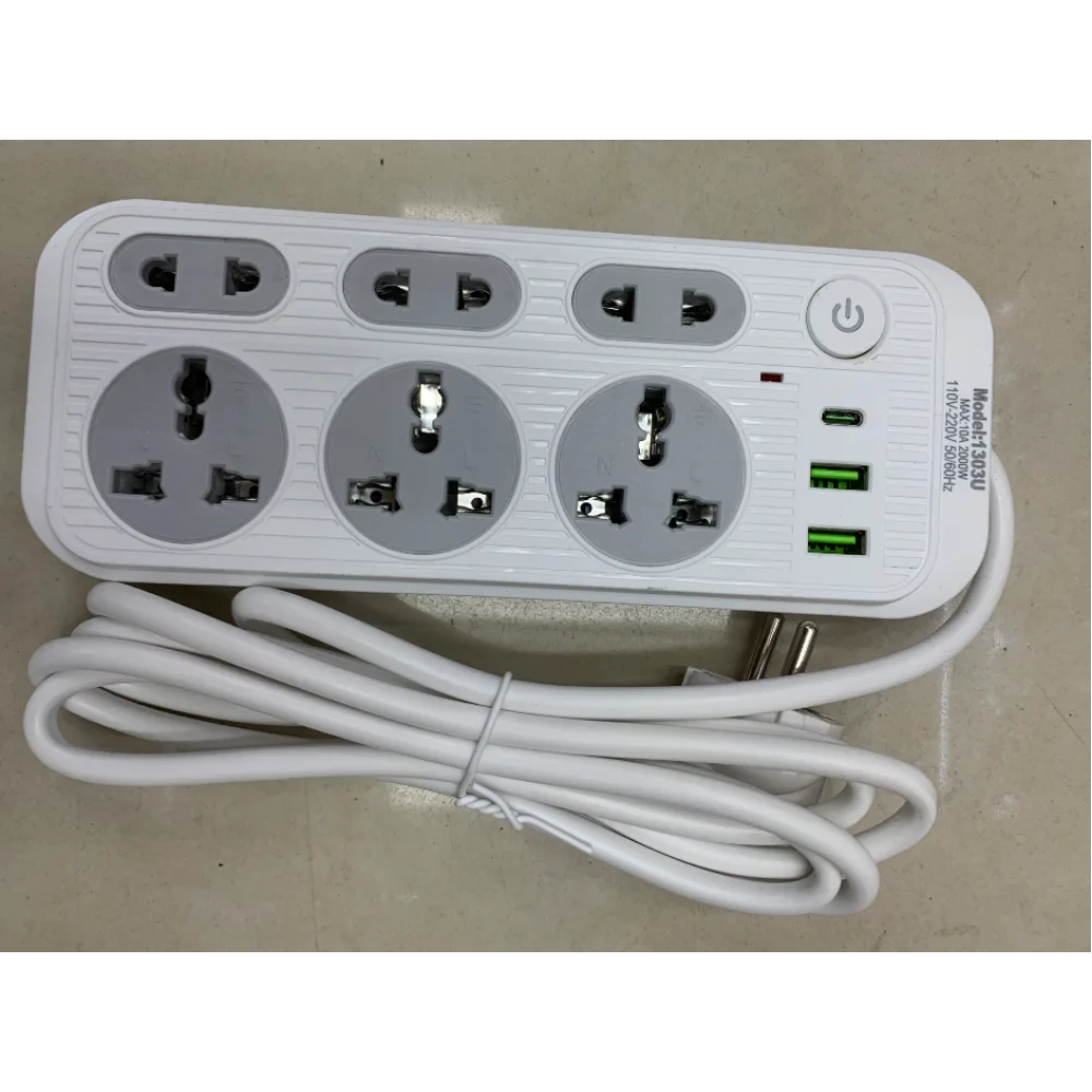 Мережевий фільтр 2м, 2500Вт, 6×220В, 2×USB, 1×Type, WL-1, Білий / Подовжувач з вимикачем (OD-2054875)