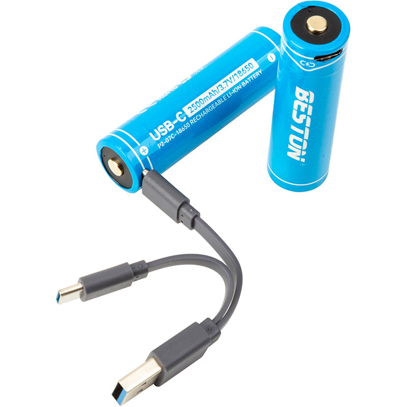Акумулятор Beston USB Type-C 18650, 3.7V 2500mAh, Li-Ion, 2 шт (AA620371)
